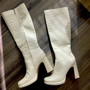 Cream/White/Beige knee high boots - Sam Edelman